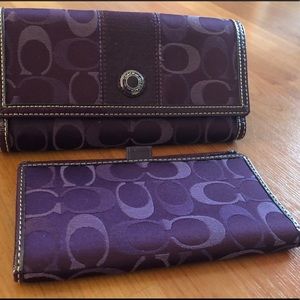 Coach Signature Stripe 3 Color Wallet/Checkbook